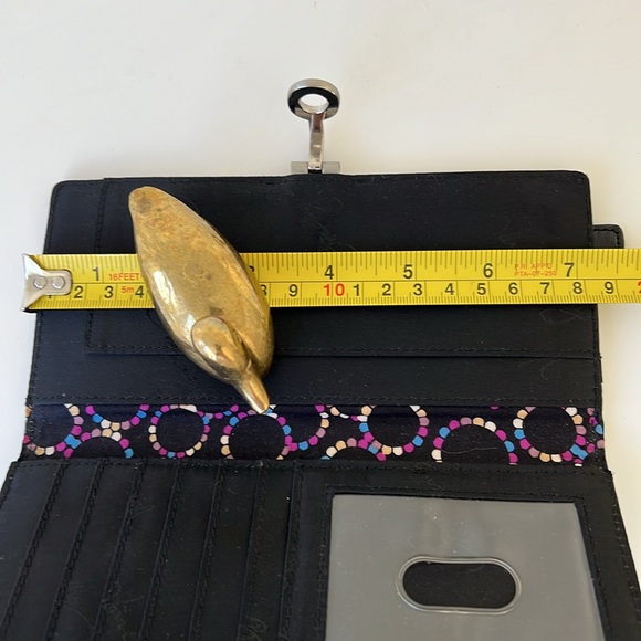 Vera Bradley Microfiber Quilted Silver Tone Clasp Black Bi-fold Clutch Wallet - Picture 6 of 6